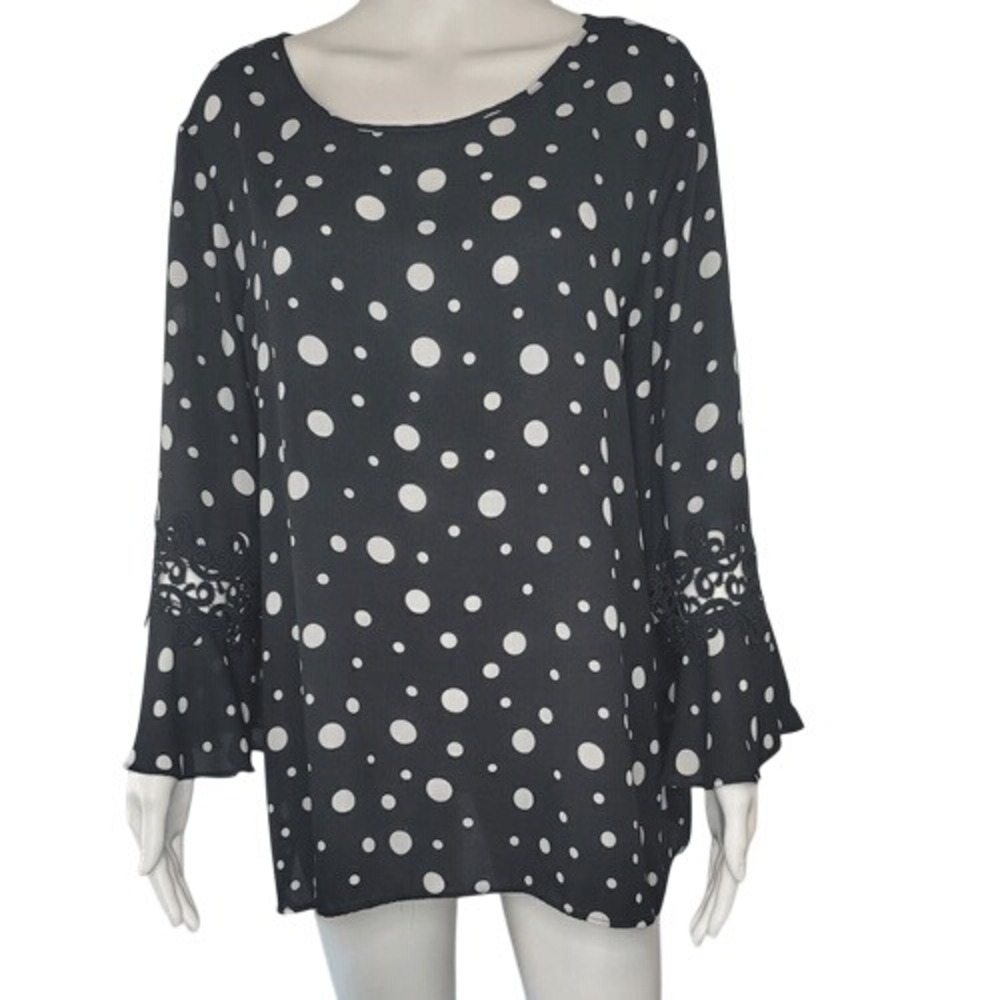 Valerie Stevens Black & White Polka Dots‎ Blouse